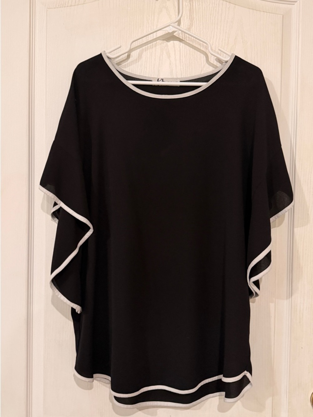 Final price Mai Soil Black Ruffle Sleeve Top with White Trim - Women's Top